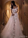 Elegant Tulle Off Shoulder Lace Applique Popular Long Bridal Dress, Wedding Dresses, CPD044