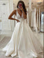 Elegant Spaghetti Straps V Neck Applique Popular Long Bridal Dress, Wedding Dresses, CPD047