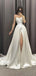 Elegant Strapless Side Slit Pleats Popular Long Bridal Dress, Wedding Dresses, CPD048