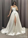 Elegant Strapless Side Slit Pleats Popular Long Bridal Dress, Wedding Dresses, CPD048