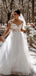 Romantic Lace Cap Sleeve V Neck Popular Long Bridal Dress, Wedding Dresses, CPD050