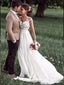 Romantic Lace Cap Shoulder V Neck Applique Popular Long Bridal Dress, Wedding Dresses, CPD054