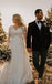 Gorgeous V Neck Full Sleeve With Train Applique Popular Long Bridal Dress, Wedding Dresses, CPD061