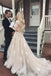 Gorgeous Lace V Neck Full Sleeve Applique Ruffle With Train Popular Long Bridal Dress, Wedding Dresses, CPD069