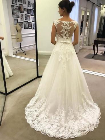 Romantic Lace Straps Sleeveless Applique Popular Long Bridal Dress, Wedding Dresses, CPD071