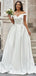 Romantic V Neck Off Shoulder With Train Popular Long Bridal Dress, Wedding Dresses, CPD077