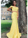 Elegant Yellow Mermaid Off Shoulder Maxi Long Party Prom Dresses,Evening Dress,FM01