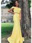 Elegant Yellow Mermaid Off Shoulder Maxi Long Party Prom Dresses,Evening Dress,FM01